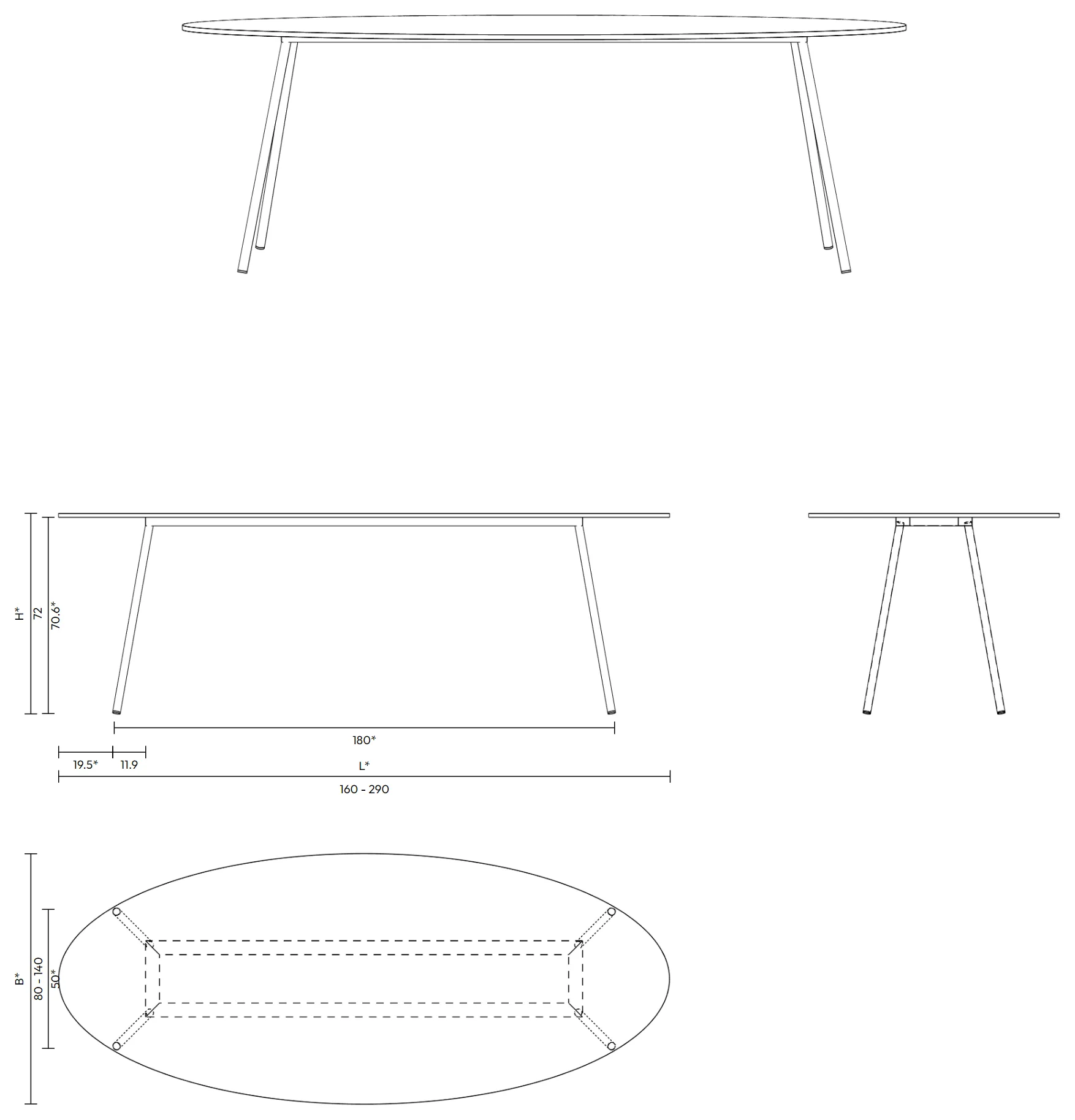kontext oval, technische Zeichnung